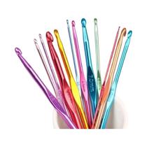 Agulhas De Crochê Coloridas De Alumínio 8 Peças Com Cabo De Metal Para Tricô E Artesanato DIY Agulhas De Crochê Coloridas De Alumínio 8 Peças Com Cabo De Metal Para Tricô E Artesanato DIY
