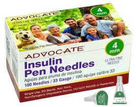 Agulhas para Caneta de Insulina Advocate 33G 4 mm Caixa com 100 Agulhas para Caneta de Insulina Advocate 33G 4 mm Caixa com 100