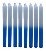 Aib vela palito tradicional bicolor branca e azul maço c/ 8un 18cm