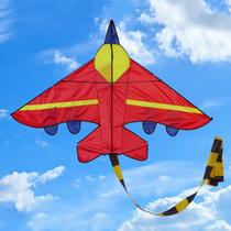 Air Plane Kite Beach Playing Toy Easy Flyer Colorful Spinner Kids Outdoor Gift - Red