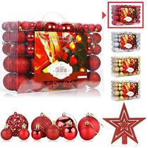 Aitsite 100 Pack Enfeites de Árvore de Natal Set Mini Shatterproof Holiday Ornaments Bolas para Decorações de Natal (Vermelho)