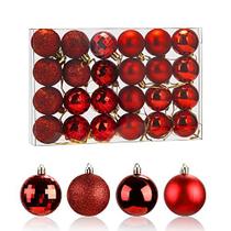 Aitsite 24ct enfeites de árvore de Natal conjunto 1,57 polegadas Mini Shatterproof Holiday Ornaments Bolas para decorações de Natal (vermelho)