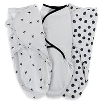 Ajustável Swaddle Cobertor Infant Baby Wrap Set 3 Pack Cinza e Preto 0-3 Meses - Ely's & Co.