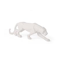 Alabaster Panthera: Escultura Leopardo em Poliresina Branca