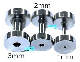 Alargador Aço Inox 1mm 2mm 3mm Brinco Piercing Alargador Aço Inox 1mm 2mm 3mm Brinco Piercing