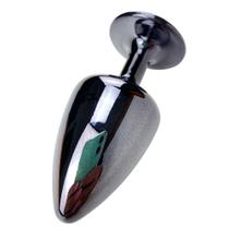 Alargador Anal Plug Médio em Metal Rosa com Strass