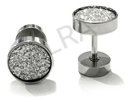 Alargador Fake Falso Com Brilho Prata Aço Inox Unissex