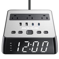 Alarm Clock Power Strip JACKYLED Charger 4.8A com portas USB