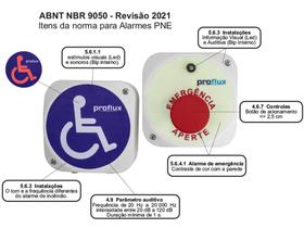 Alarme Audiovisual Sem Fio Botão Cogumelo e Etiqueta Fotoluminescente Bivolt Proflux NBR9050