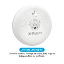 Alarme de Fumaça KABUM! smart Sniffer, Sem Fio, Conxeão Zigbee, 85dB, Pilha AA, App KABUM! smart - KSSG007
