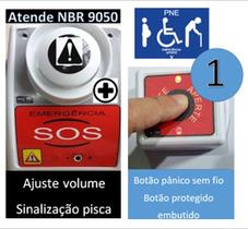 Alarme sirene audio visual Pne Idoso /portadores de deficiência / Banheiro/ cadeirante / Sem Fio /1 Botão