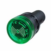 Alarme Sonoro Buzzer Sinaleiro Led Verde 22mm 12V - DNI