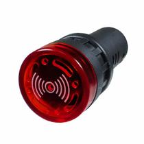 Alarme Sonoro Buzzer Sinaleiro Led Vermelho 22mm 12V - DNI
