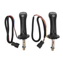 Alavanca de joystick de escavadeira, 2 peças, liga de alumínio preta com 3 botões Alavanca de joystick de escavadeira, 2 peças, liga de alumínio preta com 3 botões