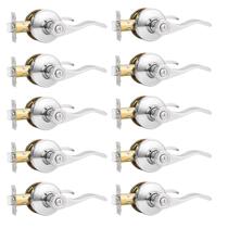 Alavanca de maçaneta de porta Probrico Polished Chrome Privacy, pacote com 10 Alavanca de maçaneta de porta Probrico Polished Chrome Privacy, pacote com 10