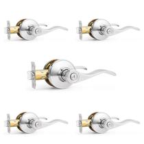 Alavanca de maçaneta de porta Probrico Polished Chrome Privacy, pacote com 5 Alavanca de maçaneta de porta Probrico Polished Chrome Privacy, pacote com 5