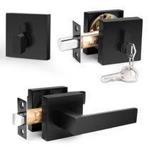 Alavanca de porta + Deadbolt Combo Probrico Flat Black Alavanca de porta + Deadbolt Combo Probrico Flat Black