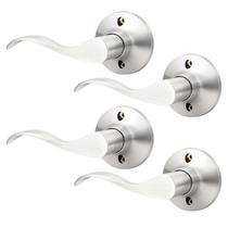 Alavanca de porta GOBEKOR em níquel escovado para esquerda, pacote com 4