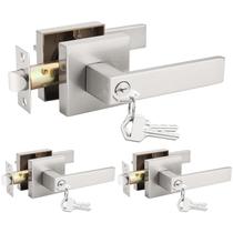 Alavanca de porta Probrico, interior de níquel acetinado, quarto, pacote com 3
