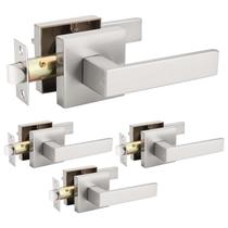 Alavanca de porta Probrico Satin Nickel Square, pacote com 4