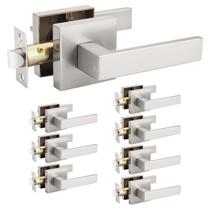 Alavanca de porta Probrico Satin Nickel Square, pacote com 8