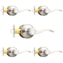 Alavanca de porta Probrico Wave Shape Satin Nickel, pacote com 5 passagens