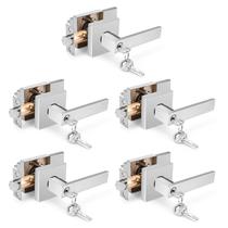 Alavancas de entrada quadradas Gobrico Polished Chrome, pacote com 5 chaves