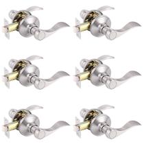 Alavancas de porta Gobrico Hall Closet Wave Satin Nickel, pacote com 6
