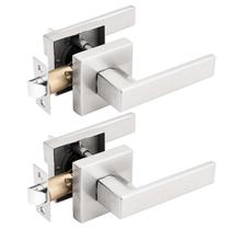 Alavancas de porta Gobrico Square Rosette Passage Satin Nickel x2