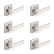 Alavancas de porta Gobrico Square Satin Nickel, pacote com 6 alavancas fictícias Alavancas de porta Gobrico Square Satin Nickel, pacote com 6 alavancas fictícias