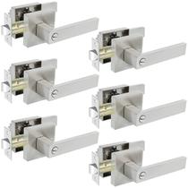 Alavancas de porta KAMOTA Privacy, pacote com 6 camas e banheira em níquel acetinado