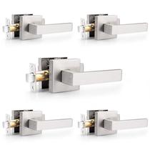 Alavancas de porta Probrico Hall Closet Passage, pacote x5 de níquel acetinado