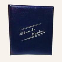 Álbum azul acolchoado em pinos para 300 moedas