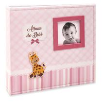 Album Bebê Tecido 200 Fotos 10x15 Ical Girafa Rosa
