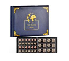 Album Coleção Moedas Antigas Capa Rigida 250 Bolsos Azul 300 Album Coleção Moedas Antigas Capa Rigida 250 Bolsos Azul 300