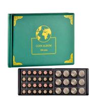 Album Coleção Moedas Antigas Capa Rigida 250 Bolsos verde Album Coleção Moedas Antigas Capa Rigida 250 Bolsos verde