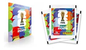 Álbum de Figurinhas com 2 pacotes de Figurinhas Brochura Copa do Mundo FIFA 2026 Panini Capa Mole