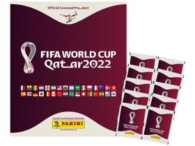 Álbum de Figurinhas Copa do Mundo Qatar 2022 com 10 Pacotes de Figurinhas Panini