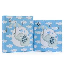 ÁLBUM DE FOTOS COM ESTOJO PARA BEBÊ 15X21/20X25 - Álbum baby elefante azul