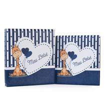 Álbum de fotos com estojo para bebê 15x21/20x25 - álbum de girafa azul menino