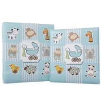 Álbum de fotos com estojo para bebê 15x21/20x25 - azul menino bichinhos