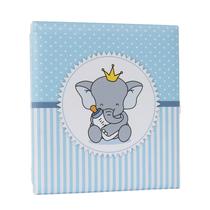 Álbum de fotos com estojo para bebê 15x21/20x25 - azul menino elefante