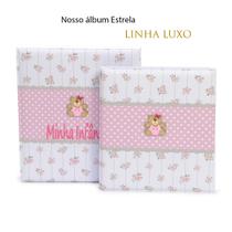 Álbum de fotos com estojo para bebê 15x21/20x25 - bordado minha infância rosa