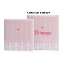 Álbum de fotos com estojo para bebê 15x21/20x25 - bordado princesa rosinha