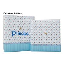 Álbum de fotos com estojo para bebê 15x21/20x25 - bordado principe azul menino luxo