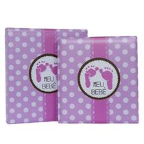 Álbum de fotos com estojo para bebê 15x21/20x25 - poá rosa menina
