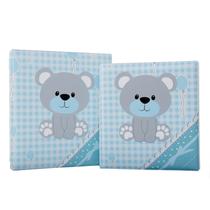 Álbum de fotos com estojo para bebê 15x21/20x25 - ursinho azul menino