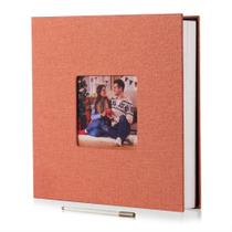 Álbum de fotos HoneyTolly Large, 60 páginas, capa de linho laranja