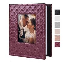 Álbum de fotos RECUTMS 4x6 100 bolsos em couro PU vermelho vinho