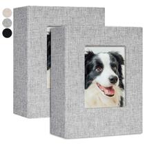 Álbum de fotos Yopih Mini 4x6, pacote com 2 capas de linho cinza
